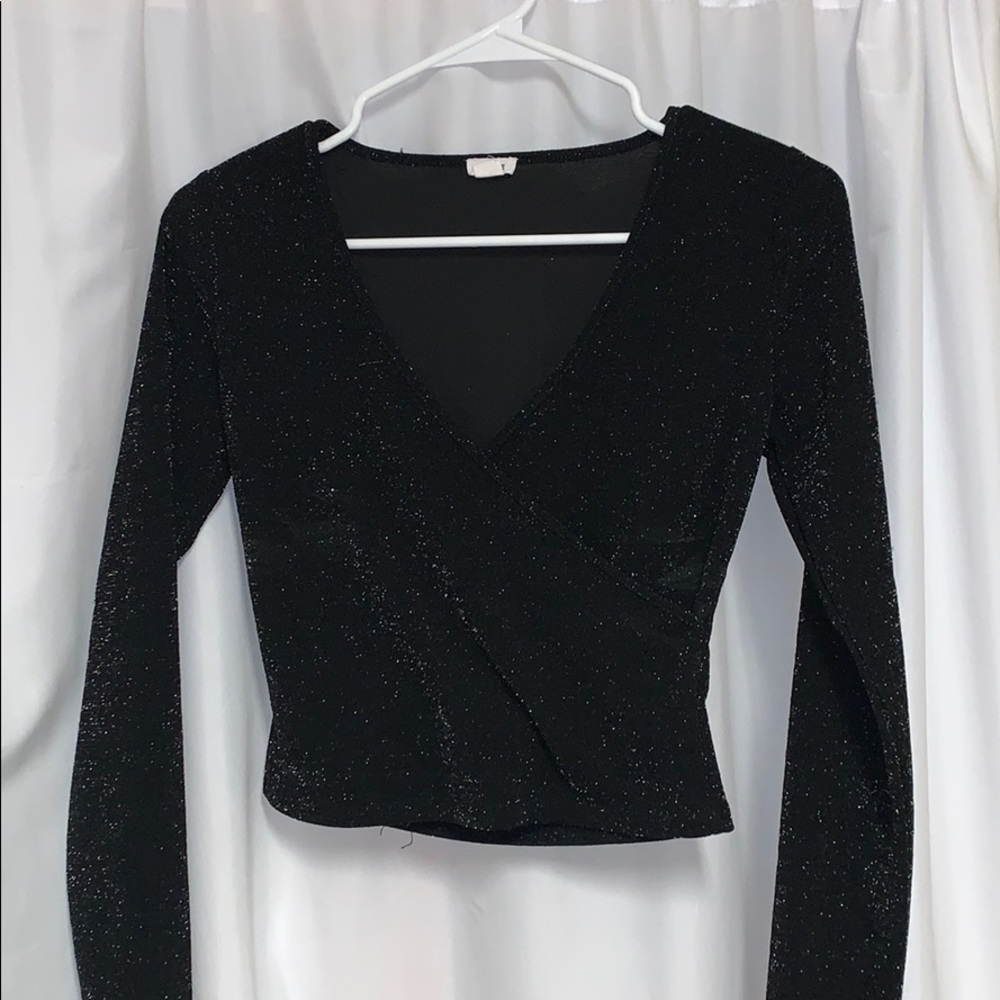 Black long sleeved sparkle top